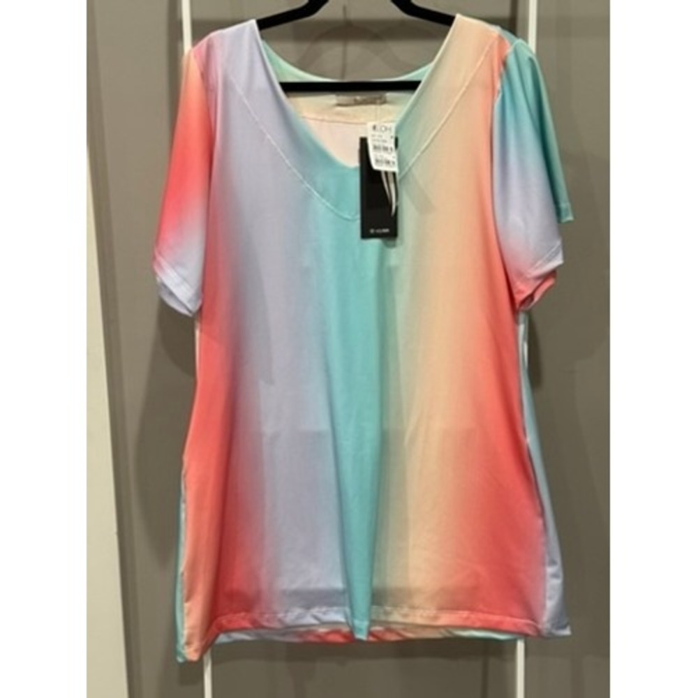 LOH Vestido Joana Women Tie Dye Ombre V-Neck Short Sleeve Dress Size M Soft Girl